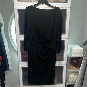 Ralph Lauren Black Ruched Long Sleeve Sheath Dress